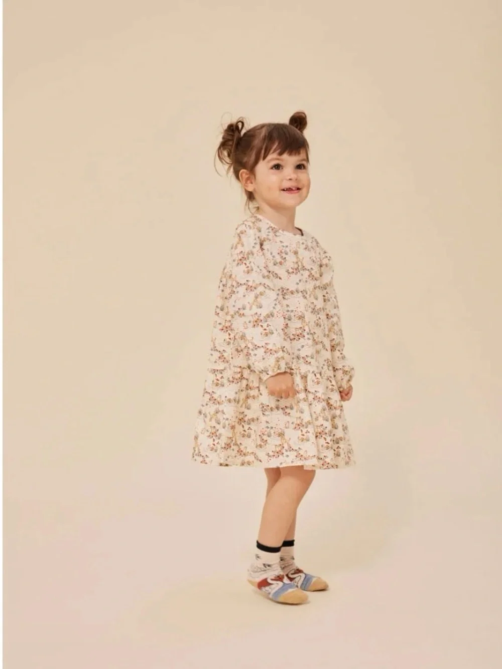 NWT KONGES SLOJD Mizumi Big Vida Poodle, Kitty, & Swan Print Dress Size 5-6Y $75